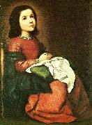 Francisco de Zurbaran girl virgin at prayer oil on canvas